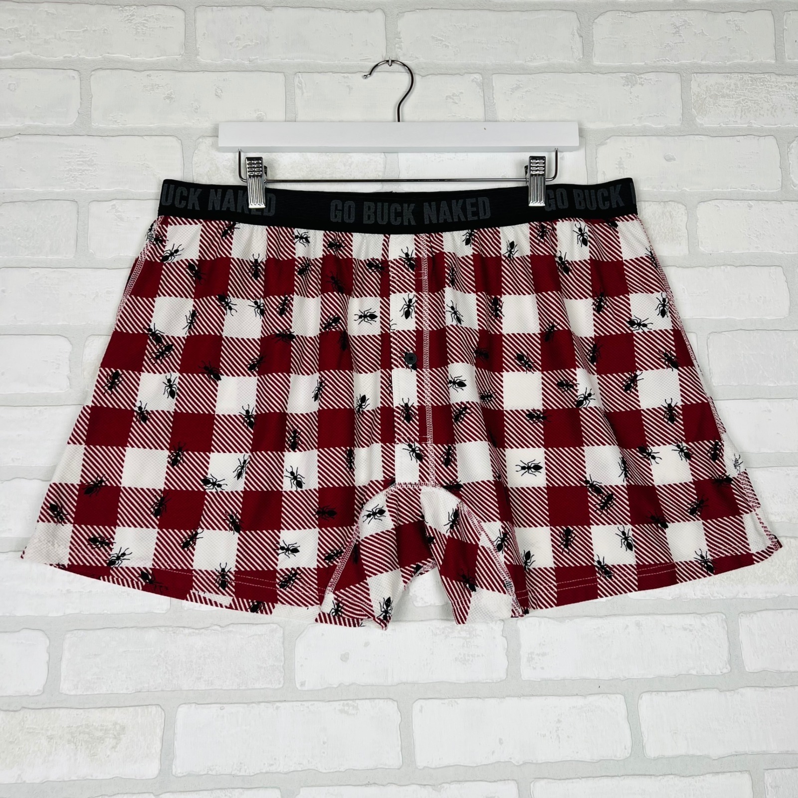 Duluth Trading Co Go Buck Naked Boxer Briefs Red Buffalo Plaid Ants Mens Xxl